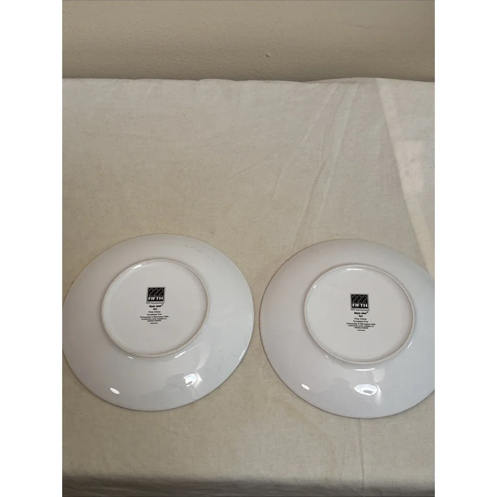 222 Fifth Mayan Jewel Red Fine China Small Salad Dessert Plates Set of 2 6.25